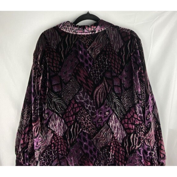 Bob Mackie Wearable Velvet Blouse Womens 2X Mixed Animal Print Button Up Dressy - Picture 9 of 13